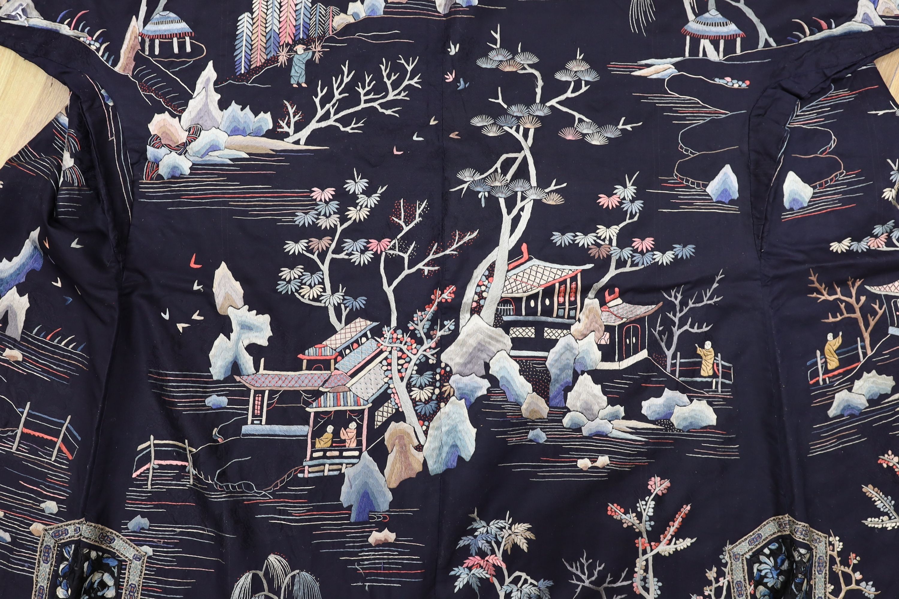 A Chinese embroidered silk robe